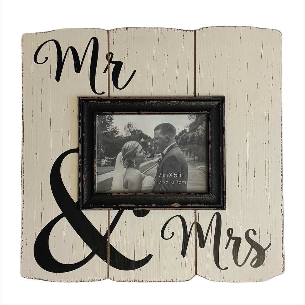 Shabby Chic Mr and Mrs Wedding Photo Frame 5x7 Rustic